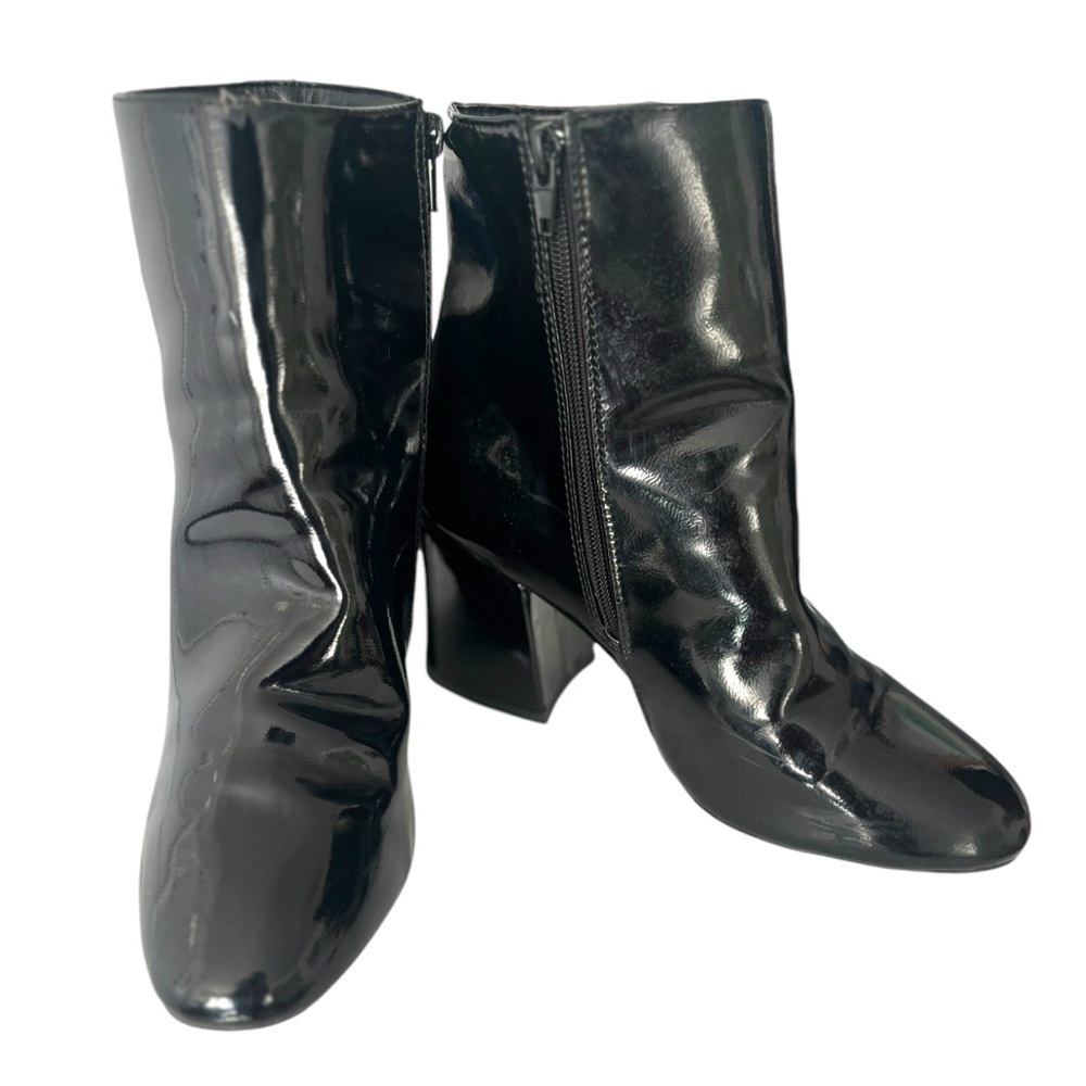 Rouge Helium Black Patent Leather Ankle Boot Vintage Y2K Boho SZ 9/39 Women